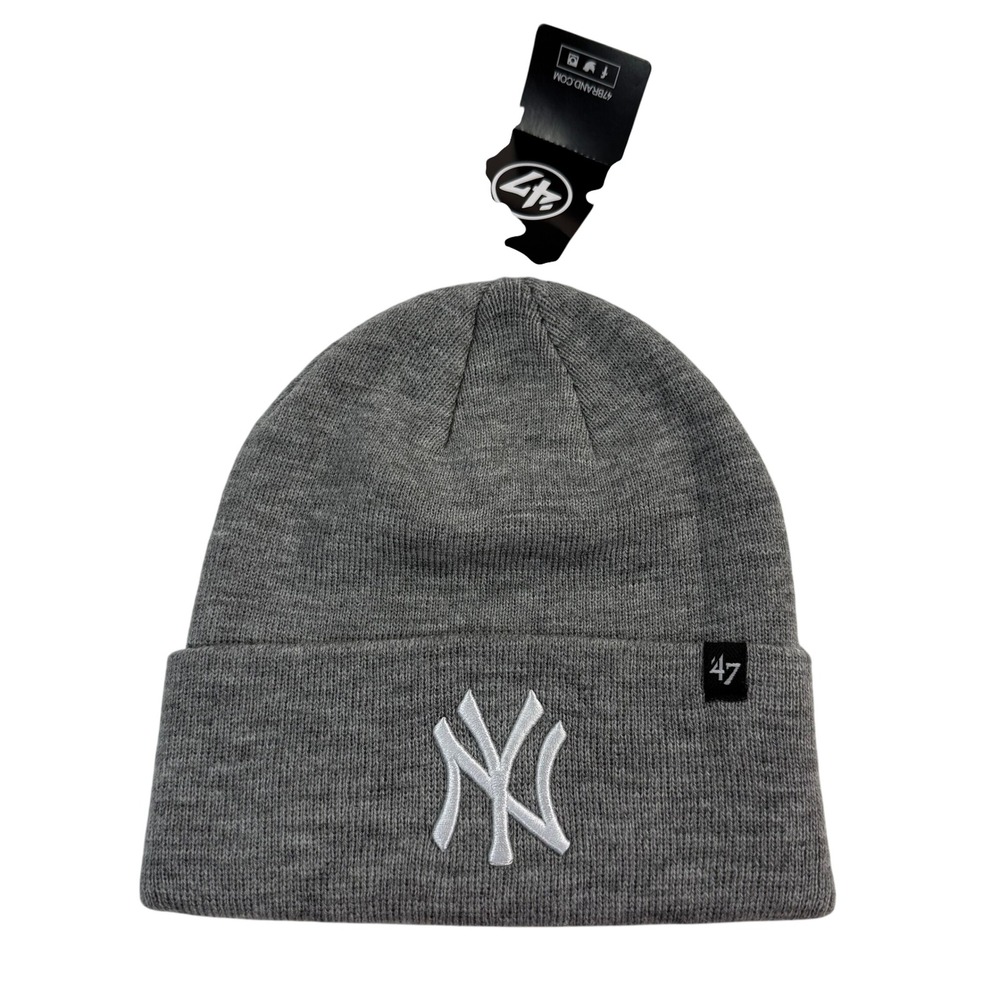 47 Brand New York Yankees MLB Grey Knit Cuffed Beanie Hat OSFA New
